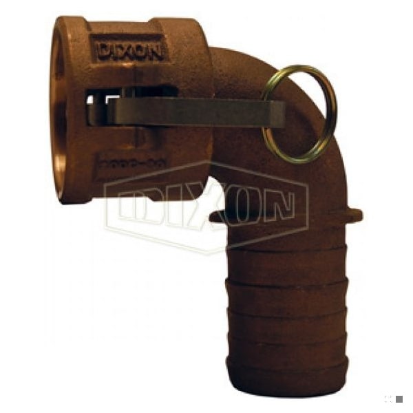 Type-C 90Deg Cam and Groove Elbow, 2 in, Female Coupler x Hose Shank, Brass, Domestic